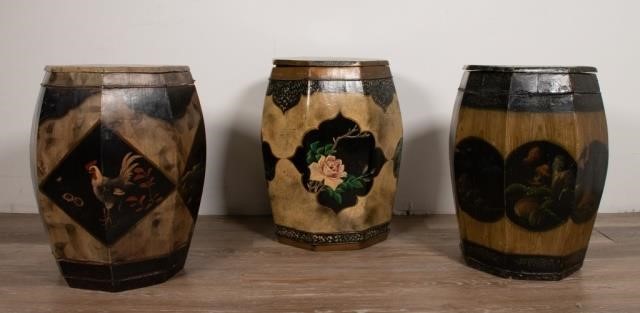3 CHINESE OCTAGONAL WOOD TEA CANNISTERS3 340e75