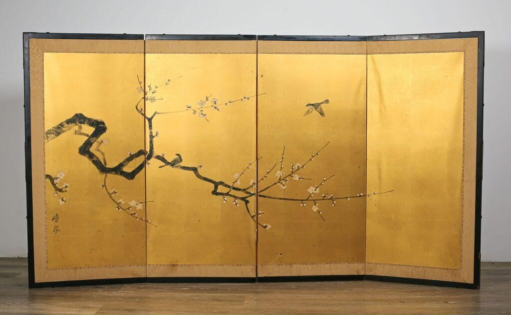 JAPANESE FOUR PANEL PAINTED SCREENJapanese 341046