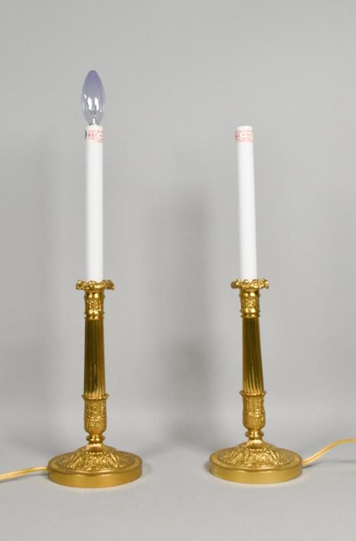 PAIR OF GILT CANDLESTICK LAMPS2 3410b2