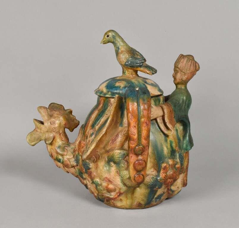 CHINESE POTTERY ROOSTER PITCHERChinese 3411a0
