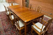 CHINESE ROSEWOOD DINING TABLE AND EIGHT