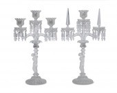 A NEAR-PAIR OF BACCARAT CRYSTAL CANDELABRAA