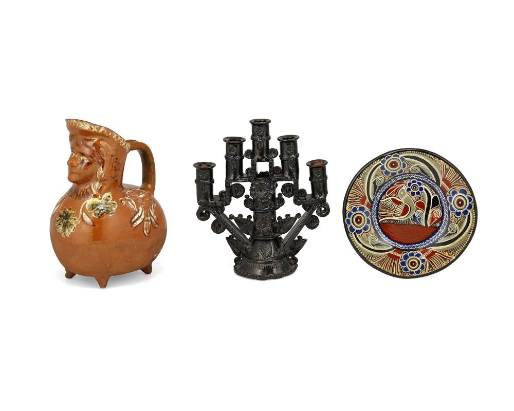 THREE MEXICAN POTTERY ITEMSThree 34488a