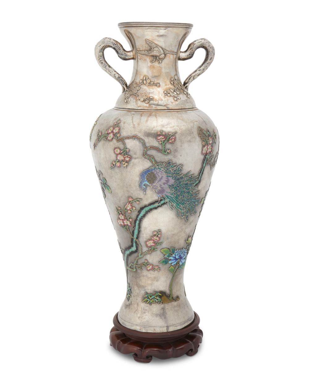 A LARGE CHINESE SILVER AND CLOISONN  344a3c