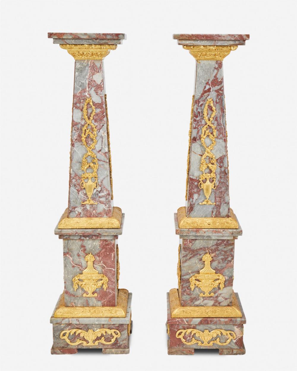 A PAIR OF GILT BRONZE AND MARBLE 344e76