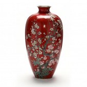 CLOISONNE VASE WITH CHERRY BLOSSOMS