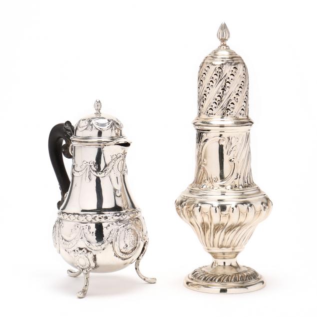 A VICTORIAN SILVER MUFFINEER AND 34540b