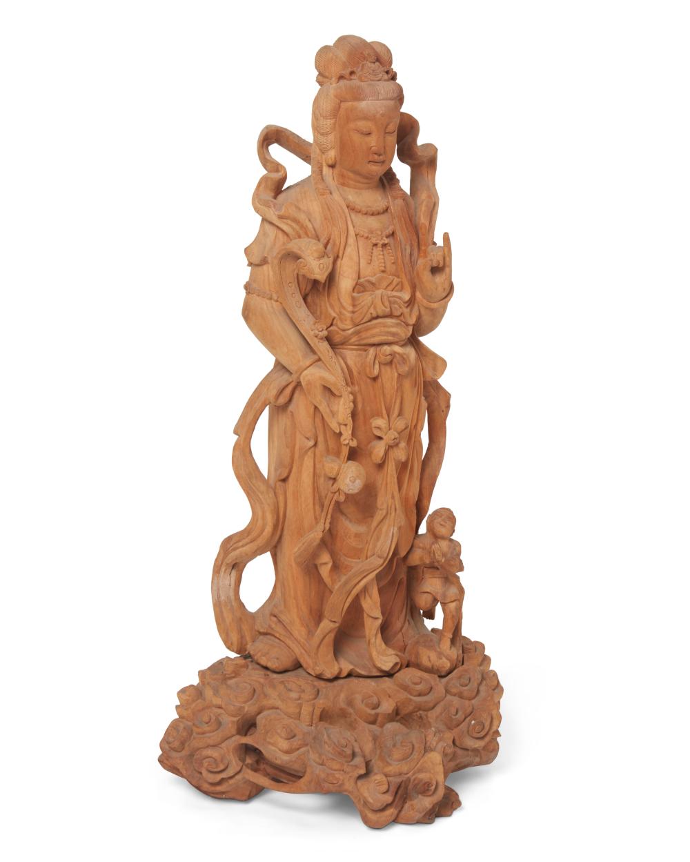 A CHINESE CARVED CAMPHOR WOOD FIGURE 34320a