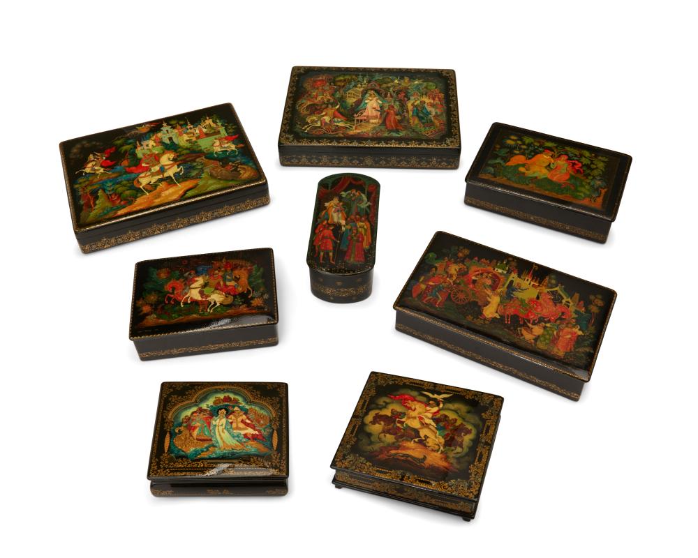 A GROUP OF RUSSIAN PALEKH LACQUERWARE 343452