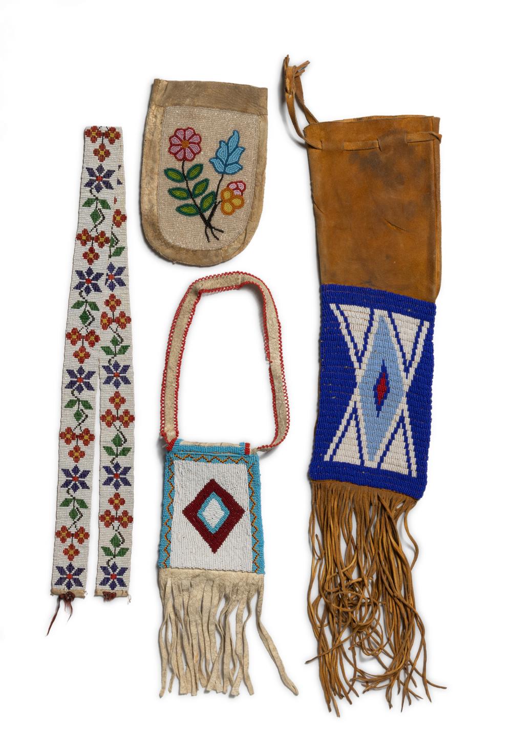 A GROUP OF NATIVE AMERICAN BEADED 343d0f