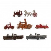 GROUP OF SEVEN VINTAGE CAST IRON TOYS