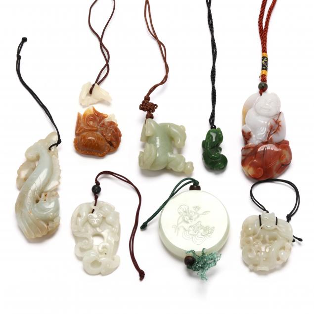 EIGHT CARVED HARDSTONE ITEMS To 347648