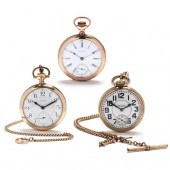 THREE VINTAGE OPEN FACE POCKET WATCHES,