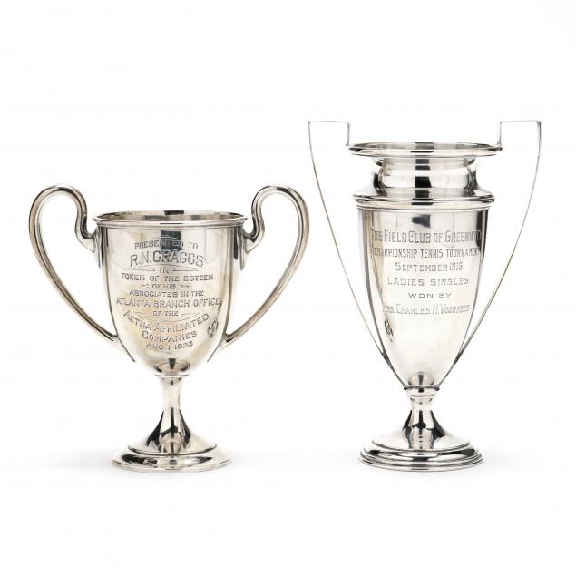 TWO STERLING SILVER TROPHY VASES 347b01