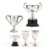 A GROUPING OF FIVE ENGLISH SILVER TROPHIES