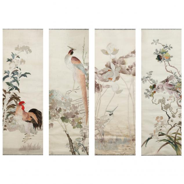 A SET OF FOUR CHINESE SILK EMBROIDERED 347ba4