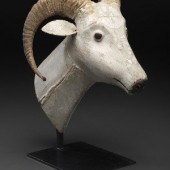 A Folk Art Carved and Painted Wood Rams