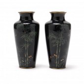 A PAIR OF JAPANESE CLOISONNE VASES 