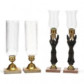 TWO PAIRS OF NEOCLASSICAL STYLE CANDLESTICKS