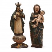 TWO SPANISH COLONIAL POLYCHROME FIGURES