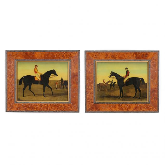 A PAIR OF VICTORIAN REVERSE PAINTED 348f4a