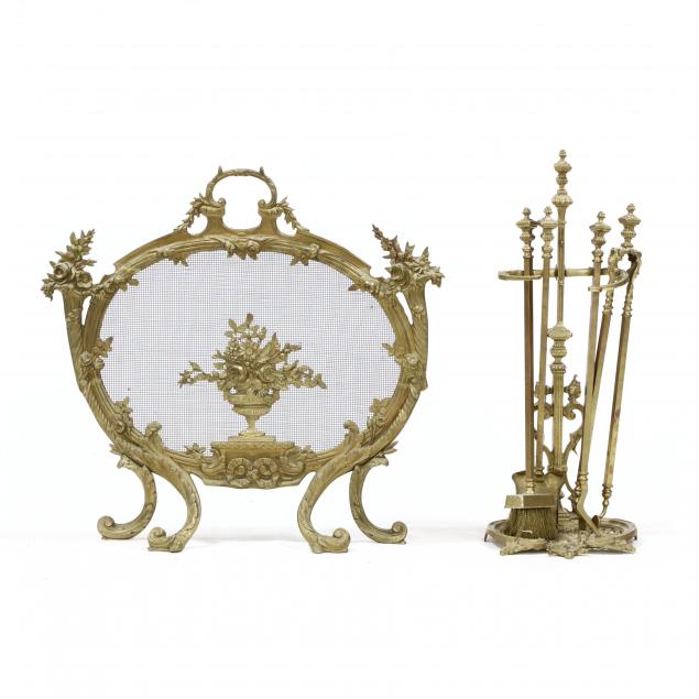 FRENCH ROCOCO STYLE BRASS FIREPLACE 34902d