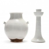 TWO PIECES GLAZED CHINESE WHITE, BEN
