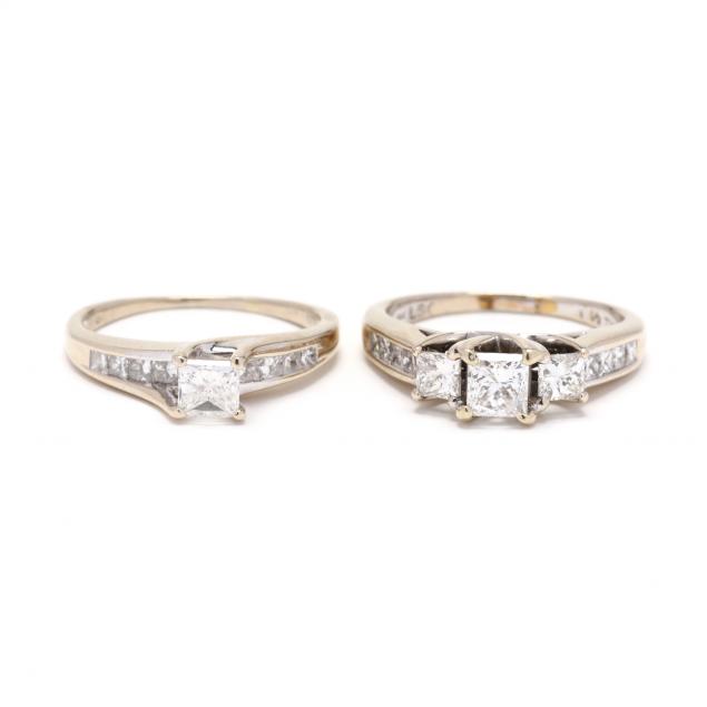 TWO WHITE GOLD AND DIAMOND RINGS 3492f2