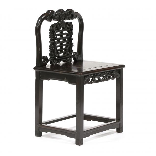 CHINESE CARVED HARDWOOD SIDE CHAIR 3493e6