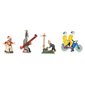 Six Tin Clown and Circus Toys 20th 34961a