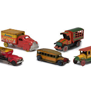 Five Tin Lithograph Vehicles American  34962d