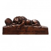 SWISS WOOD CARVED LION OF LUCERN 19th
