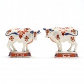 A FACING PAIR OF DELFT COWS 20th century,