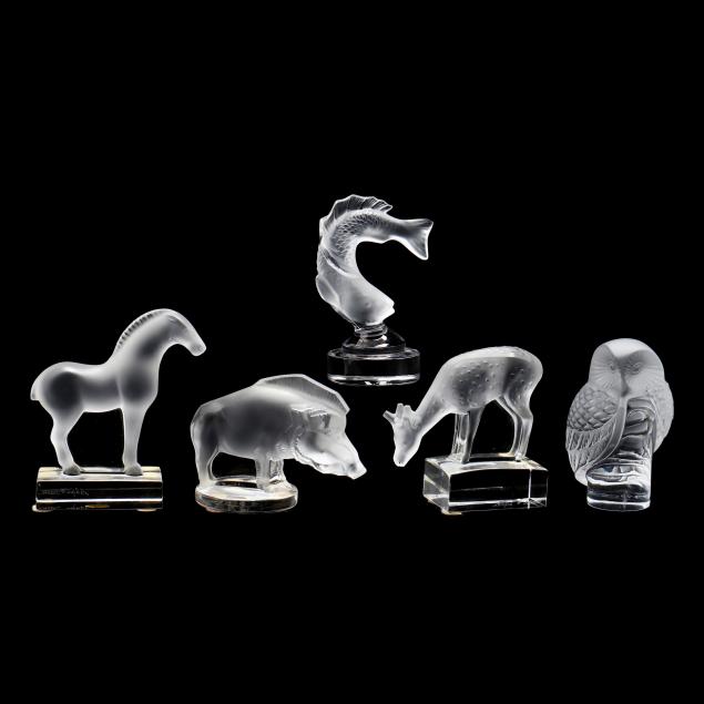 LALIQUE, FIVE CRYSTAL ANIMALS France,