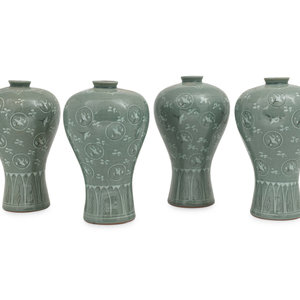 Four Korean Celadon Ground Porcelain 349c47