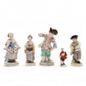 A GROUP OF FIVE MEISSEN FIGURINES A