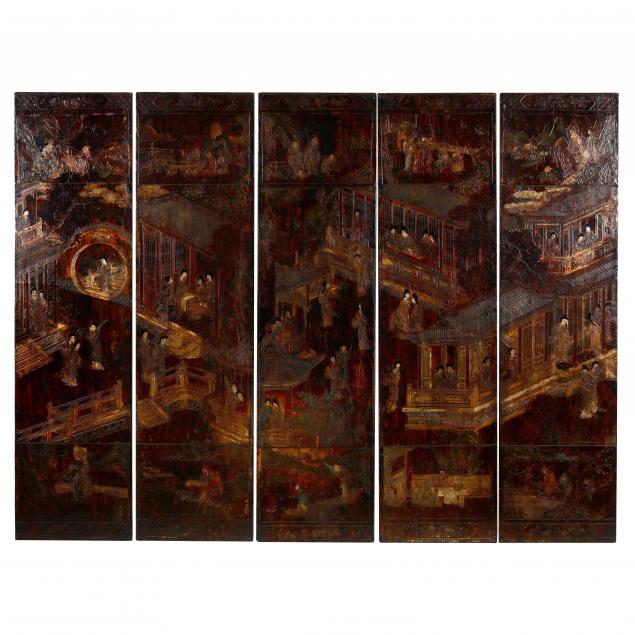 FIVE LOOSE PANELS FROM A CHINESE 349eb3
