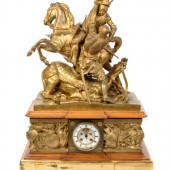 A Large French Gilt Bronze Figural Mantel