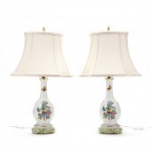 A PAIR OF TABLE LAMPS, HEREND QUEEN