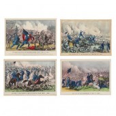 FOUR CURRIER AND IVES CIVIL WAR BATTLE