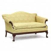 CHIPPENDALE STYLE UPHOLSTERED MAHOGANY