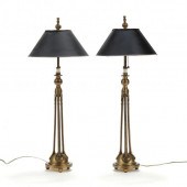 PAIR OF TALL BRASS TABLE LAMPS WITH