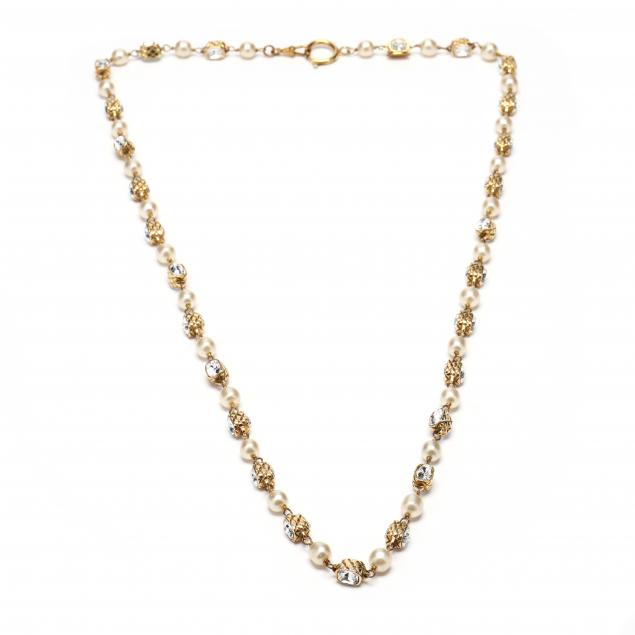 FAUX PEARL AND CRYSTAL NECKLACE  34831f
