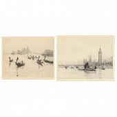 TWO ANTIQUE ENGLISH AND VENETIAN ETCHINGS