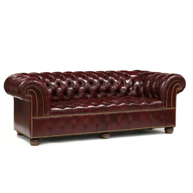 HANCOCK AND MOORE, LEATHER CHESTERFIELD