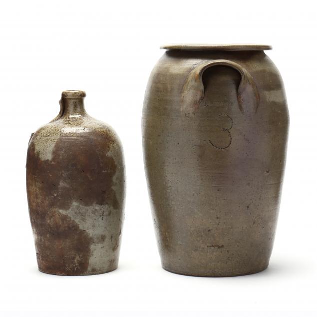 TWO 19TH CENTURY NC POTTERY JUGS 348bbe
