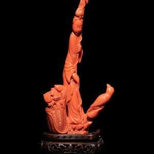 A Chinese Carved Red Coral Figure 34b5e5