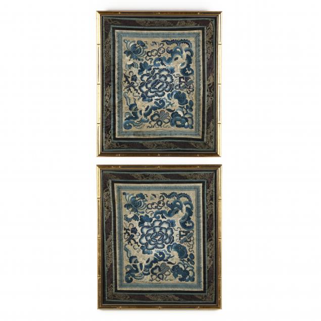A PAIR OF FRAMED CHINESE SILK EMBROIDERED 34b641