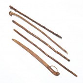 FOUR VINTAGE FOLK ART CANES AND A CARVED