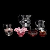 SIX PIECES OF ANTIQUE GLASS 19th century,